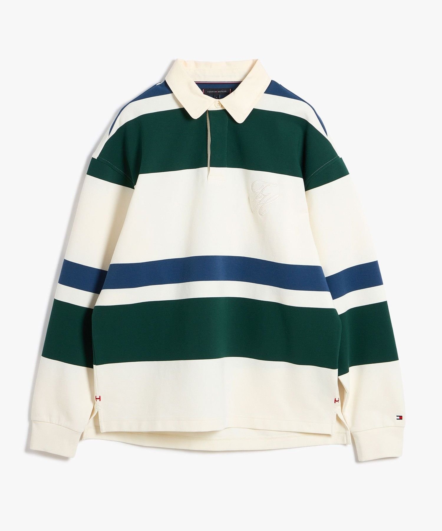 Свободная полосатая регбийная толстовка TOMMY HILFIGER, White Other 0FA — фото 3