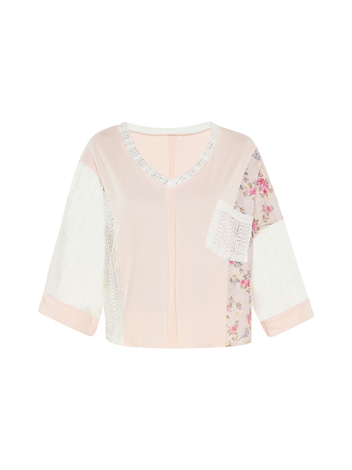 

Женская блузка лососевого цвета с разноцветными вставками Usha