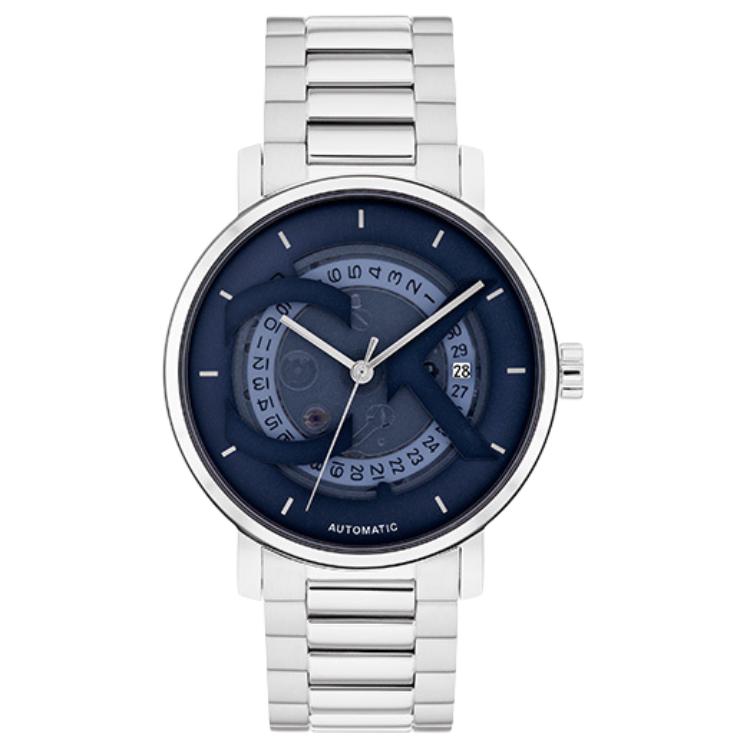 

Calvin Klein Мужские часы с автоматическим механическим механизмом, стальной браслет, 40 мм, синий циферблат