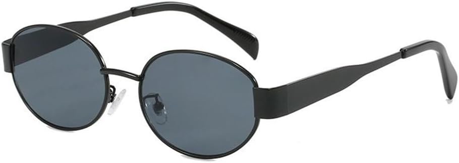 

Модные овальные солнцезащитные очки для женщин и мужчин, роскошные солнцезащитные очки в металлической оправе, винтажные круглые солнцезащитные очки TYUVIVO, C4 Black Gray