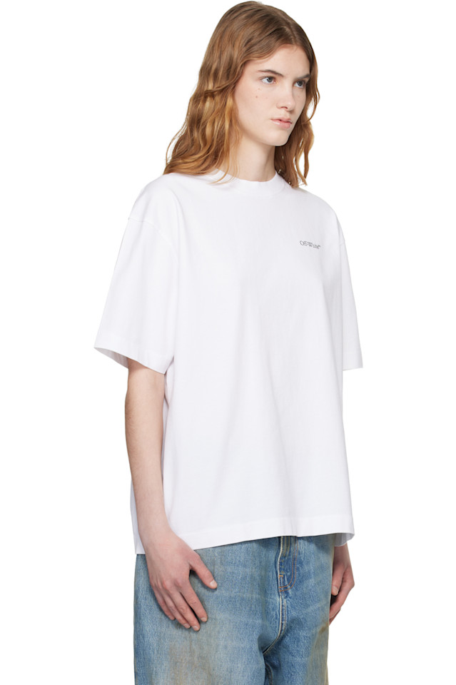 Off-White Белая футболка для скейтбординга с половинкой стрелы — фото 2