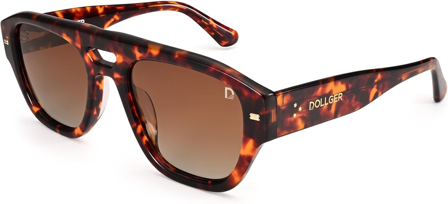 

Поляризованные солнцезащитные очки-авиаторы Dollger для мужчин и женщин, увеличенного размера, из ацетата, квадратной формы, дизайнерские, с большой оправой и защитой от УФ-излучения, C3:tortoise Frame Gradient Brown Lens