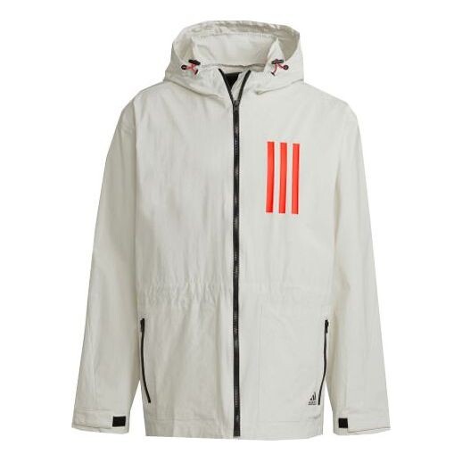 

Куртка adidas Contrasting Colors Stripe Casual Sports Hooded Jacket Yellow White, белый
