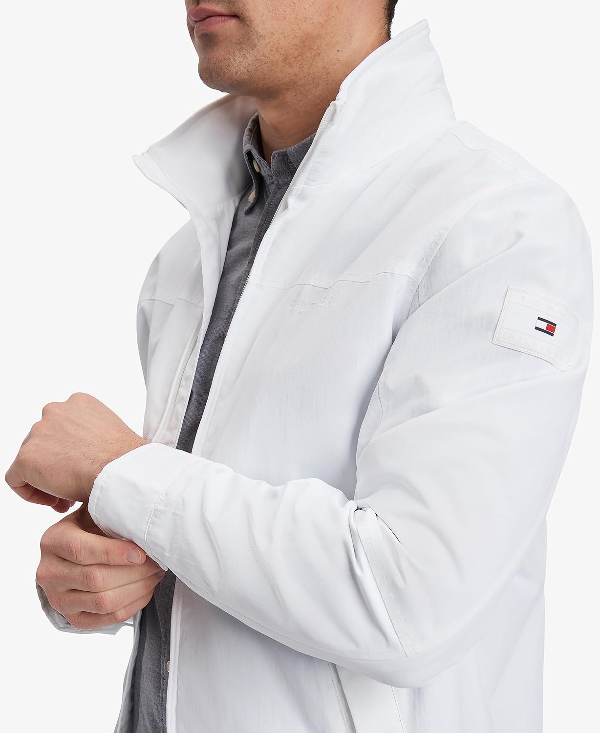 Легкая мужская водонепроницаемая куртка-бомбер Tommy Hilfiger Regatta, Sustainable Optic White — фото 3
