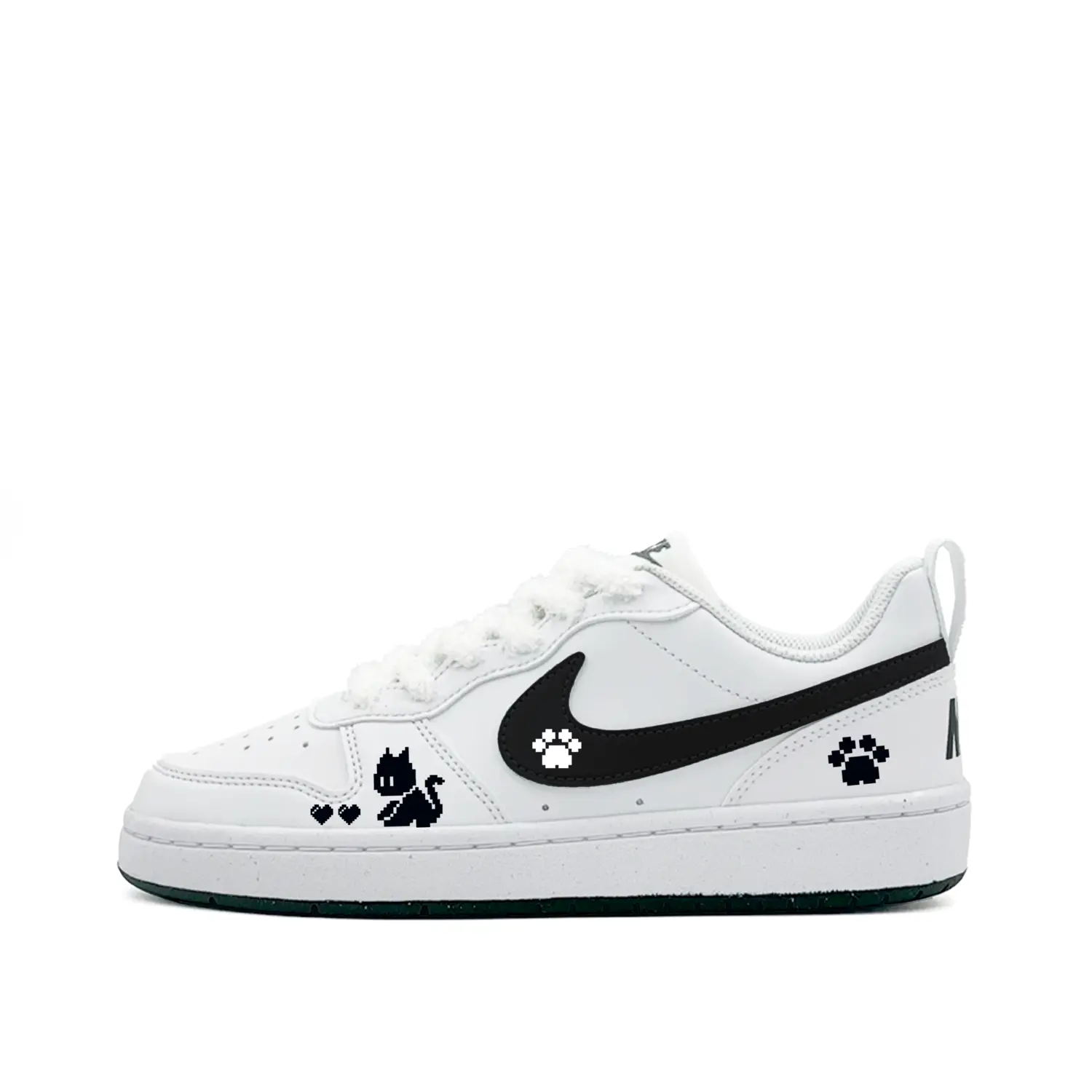 

Court Borough Pixel Meow, Милый, Минималистичный стиль, Универсальный, Модный, Индивидуальный, Модный, Искусственная кожа, Текстиль Nike, черный белый