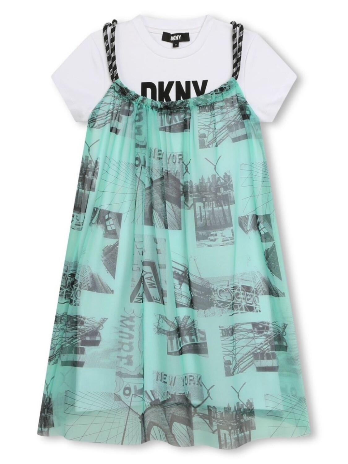 DKNY многослойное платье А-силуэта с графичным принтом, зеленый