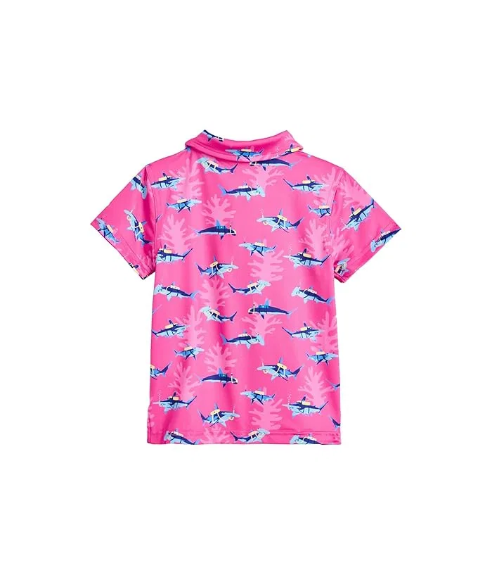 Пиксельная рубашка поло The Lil Great Pink Shark Chubbies Kids, Bright Pink/Pattern Based — фото 2
