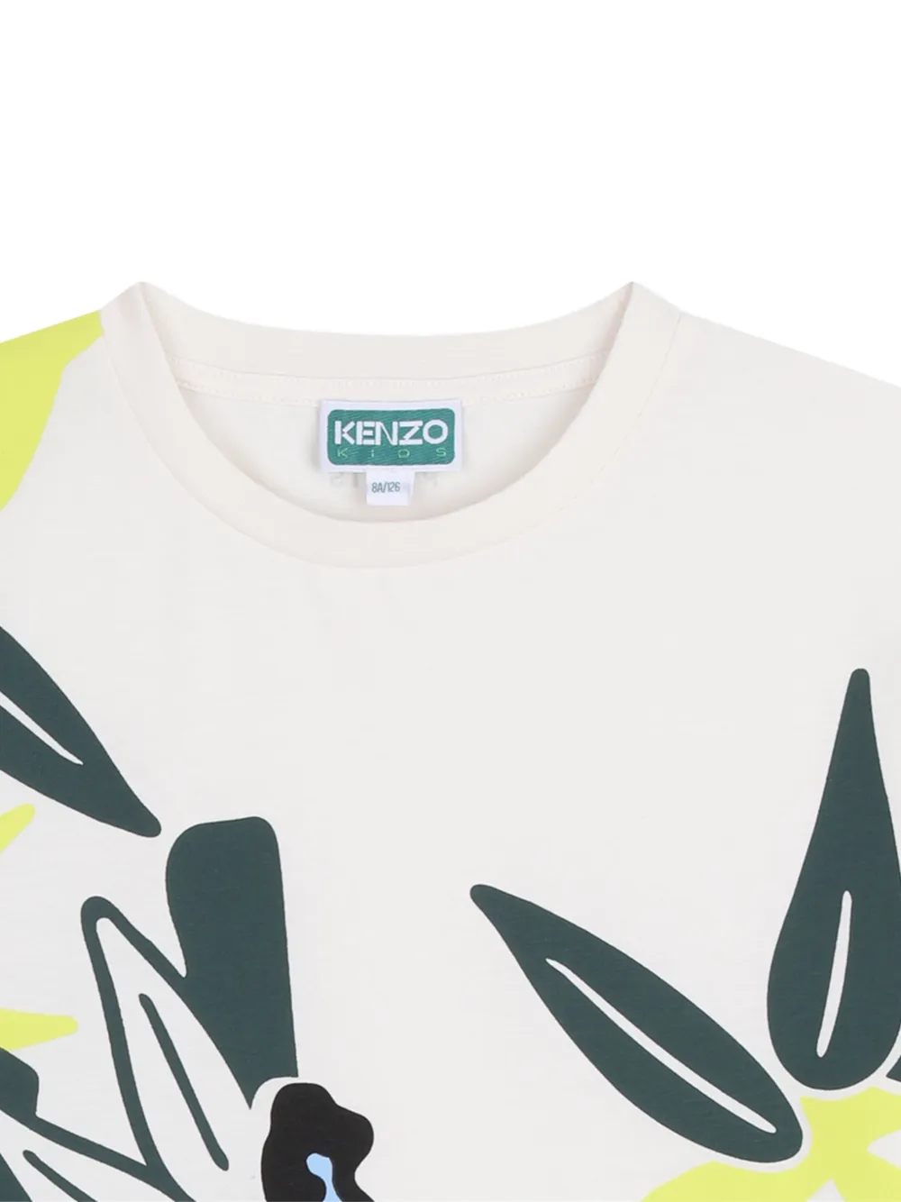 Футболка с цветочным принтом Kenzo Kids, нейтральный — фото 3