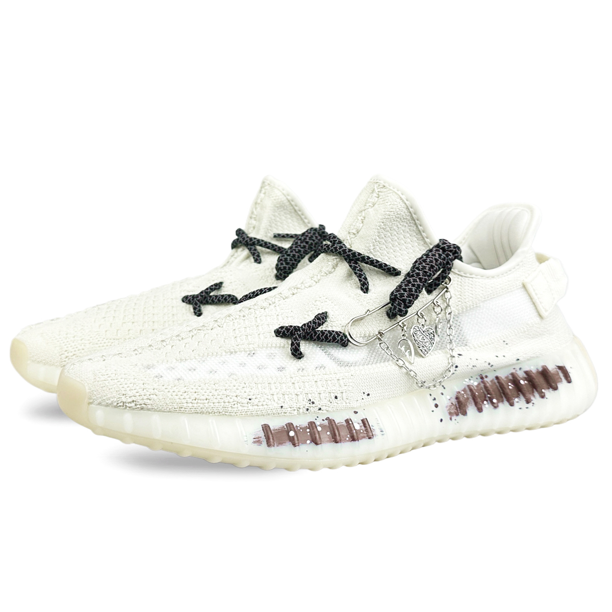 Adidas Originals Yeezy Boost 350 V2 устойчивые к истиранию низкие кеды унисекс бело-коричневые, цвет White Brown — фото 4