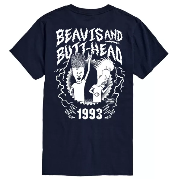 

Футболка с металлическим принтом Beavis and Butt-Head 1993 для больших размеров Licensed Character, синий