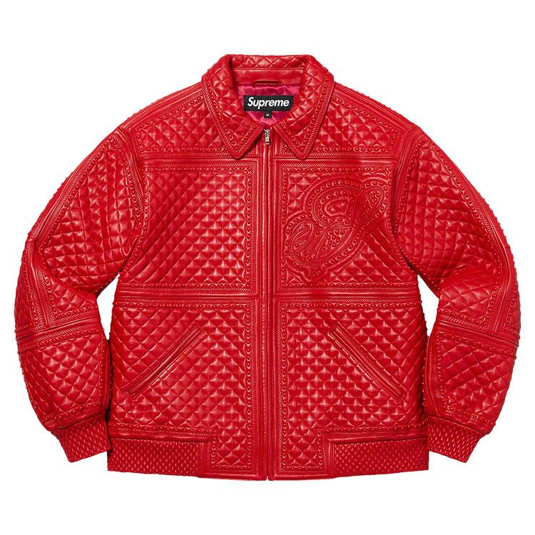 

Куртка Supreme Studded Quilted Leather Jacket, Red
