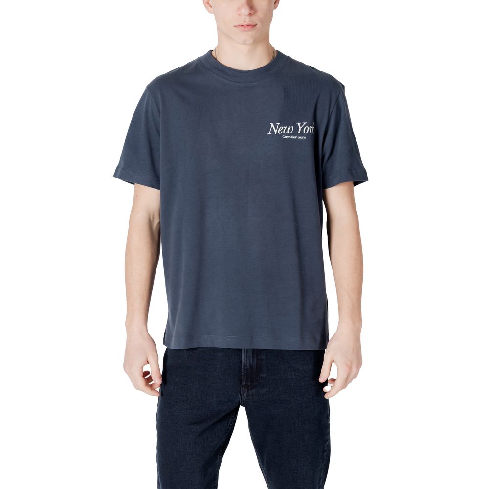 

Синяя хлопковая футболка Calvin Klein Jeans