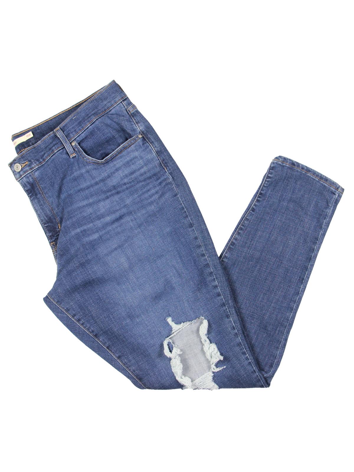 

Женские джинсы скинни с высокой посадкой и потертостями Plus Levi's, синий