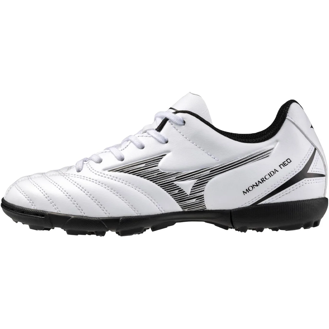 Mizuno Monarcida Neo 3 Slip Resistant Abrasion Resistant низкие детские футбольные бутсы White Black для подростков
