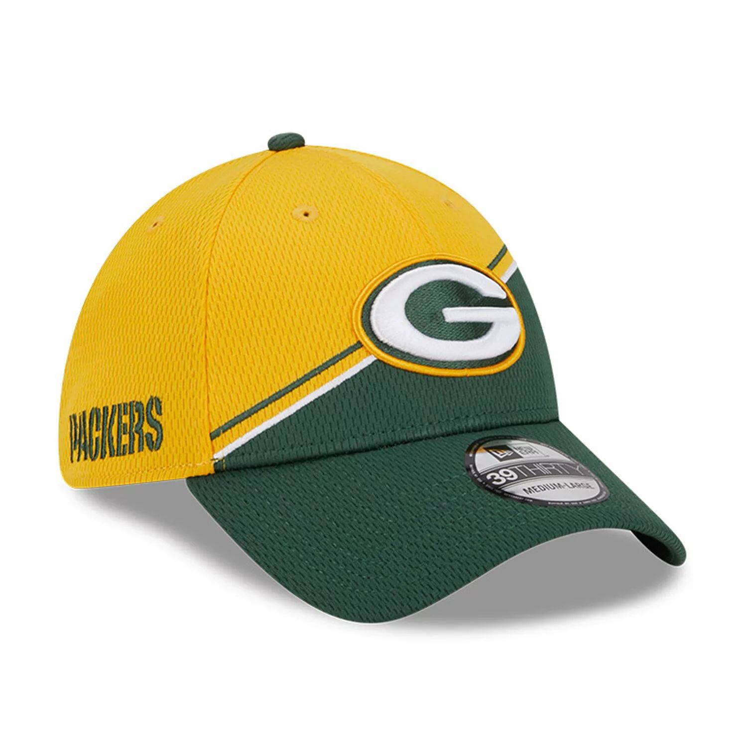 

Мужская кепка New Era золотисто-зеленая Green Bay Packers 2023 Sideline 39THIRTY Flex Hat