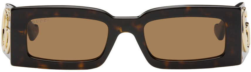 

Коричневые прямоугольные солнцезащитные очки Gucci, Havana/Brown