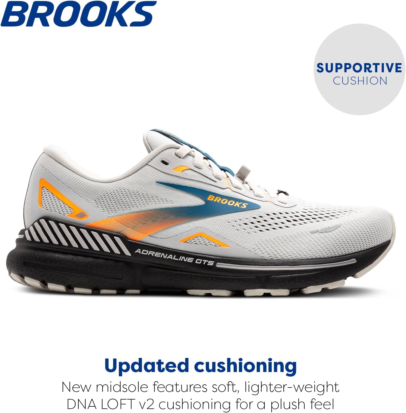 Мужские беговые кроссовки Brooks Adrenaline GTS 23 с поддержкой, синий/оранжевый — фото 2