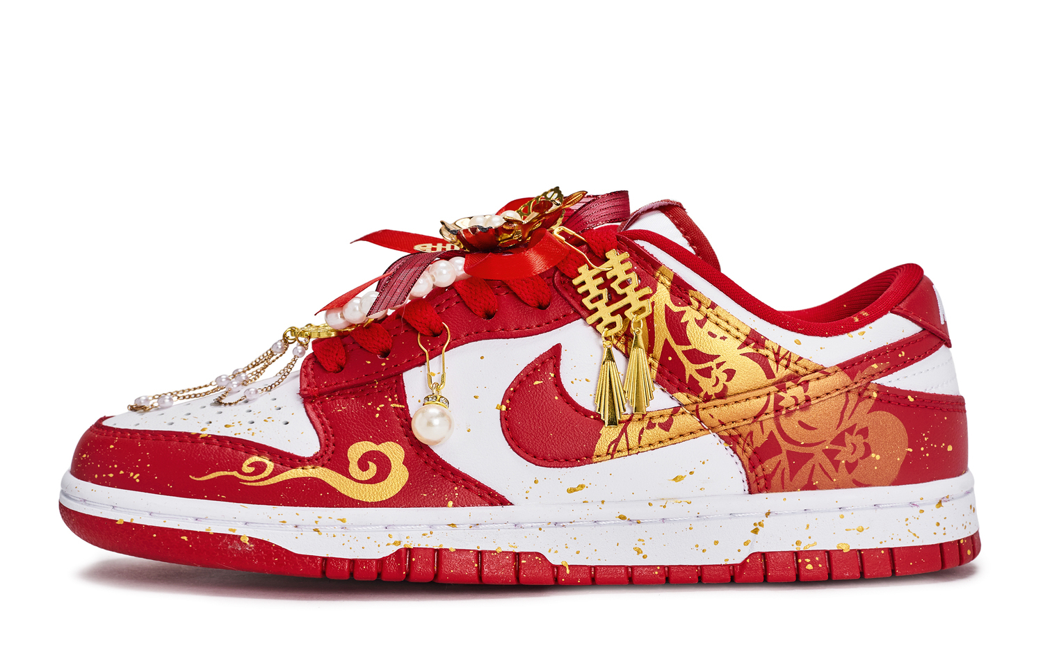 

Nike Кроссовки для скейтбординга Dunk Walking Planet, цвет хурма, низкие, унисекс, белый с красными подошвами