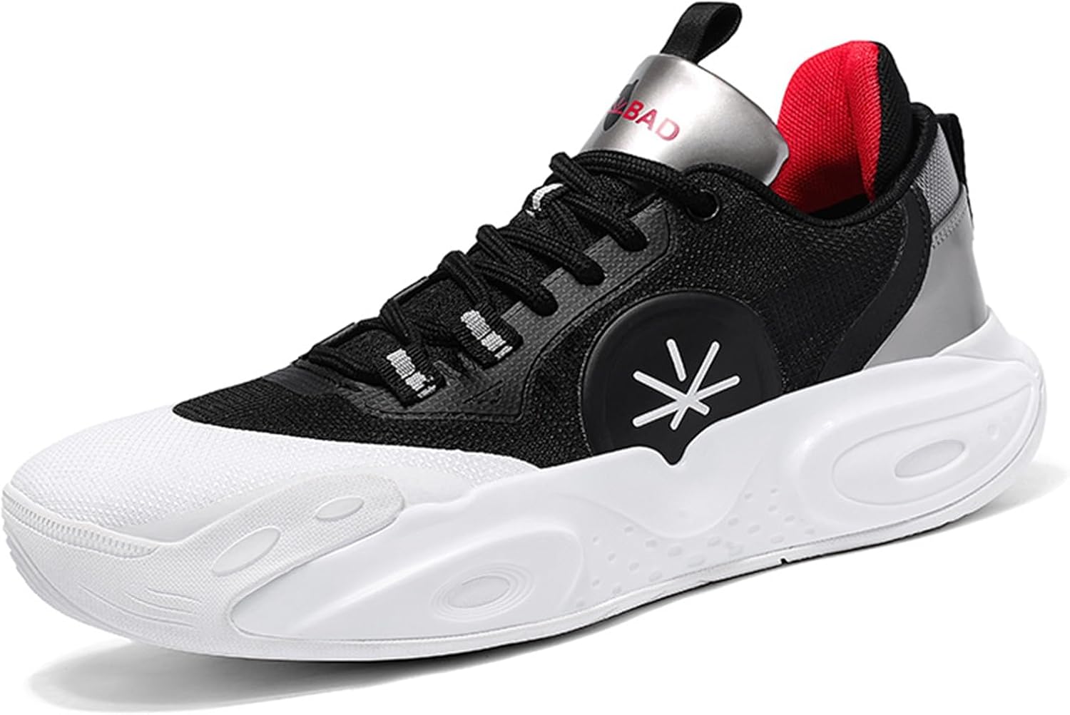 

Мужские баскетбольные кроссовки с высокой и мягкой подошвой, легкие, с круглым носком и шнуровкой, сетчатые, дышащие, средней высоты, подходят для тенниса и бега Qaoterod, черный