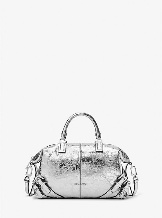 

Сумка Darrington Metallic Small Crackled Leather Michael Kors, серебряный