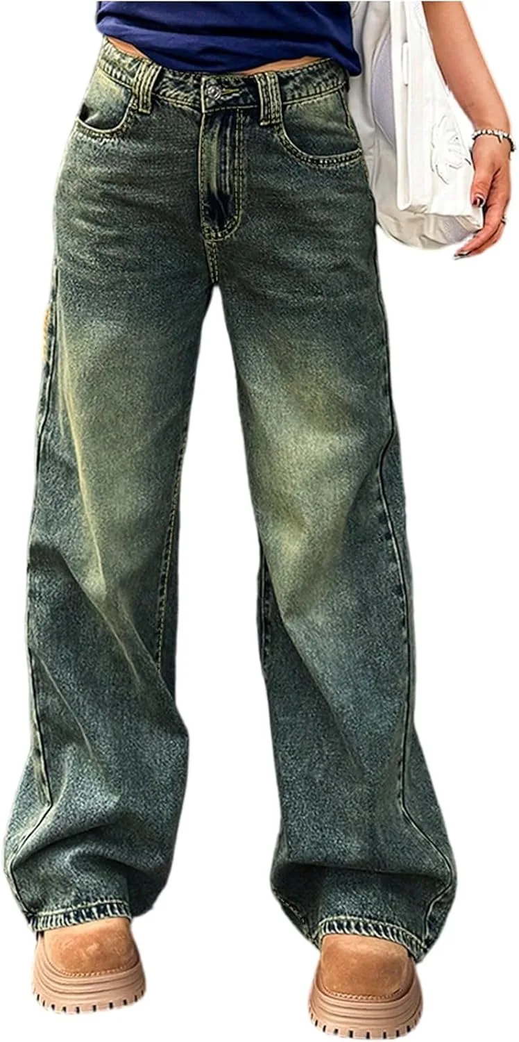 

Джинсы женские Wide Leg Vintage High Waisted hayudier