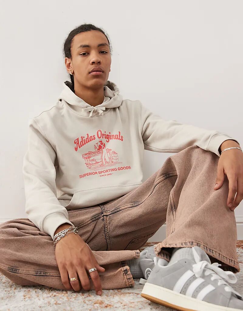 

Толстовка с капюшоном Wabash Graphic в сером цвете adidas Originals