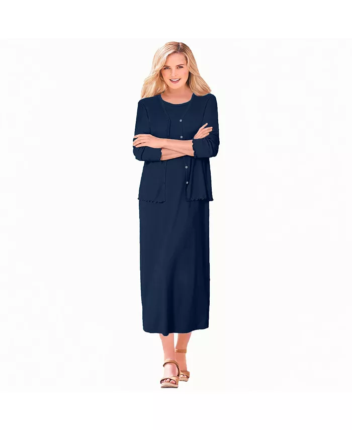 

Женское платье-куртка Within с ажурной отделкой Woman Within, синий