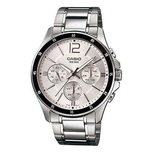 

Часы CASIO Stainless Steel Waterproof For Men White Dial Mens White Analog, белый
