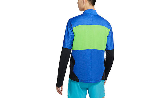 Футболка мужские element wild run sports stand collar print running long sleeve blue Nike, синий — фото 2