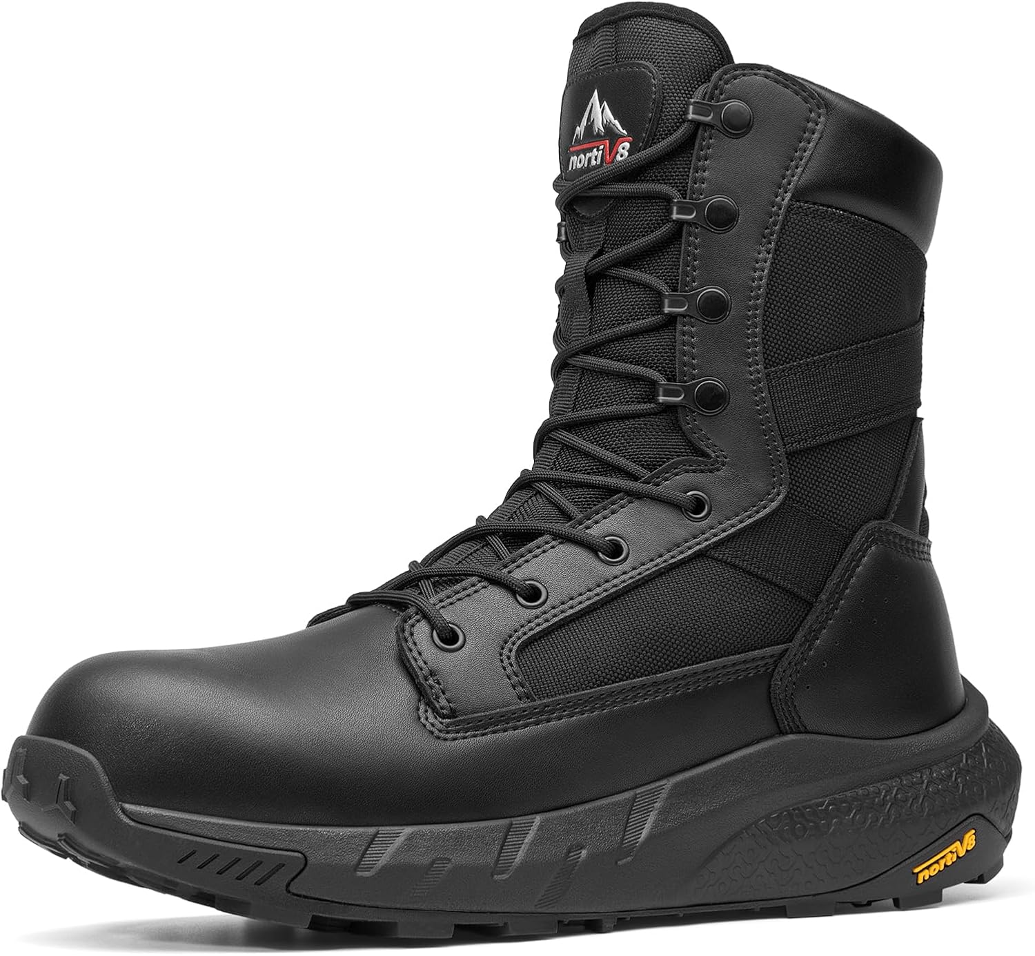 

Мужские ботинки NORTIV 8 с композитным носком 8, легкая молния сбоку, соответствуют стандартам безопасности ASTM F2412-24 и ASTM F2913-24, военные ботинки для комфорта в течение всего дня, Peakforce-Nano, черный