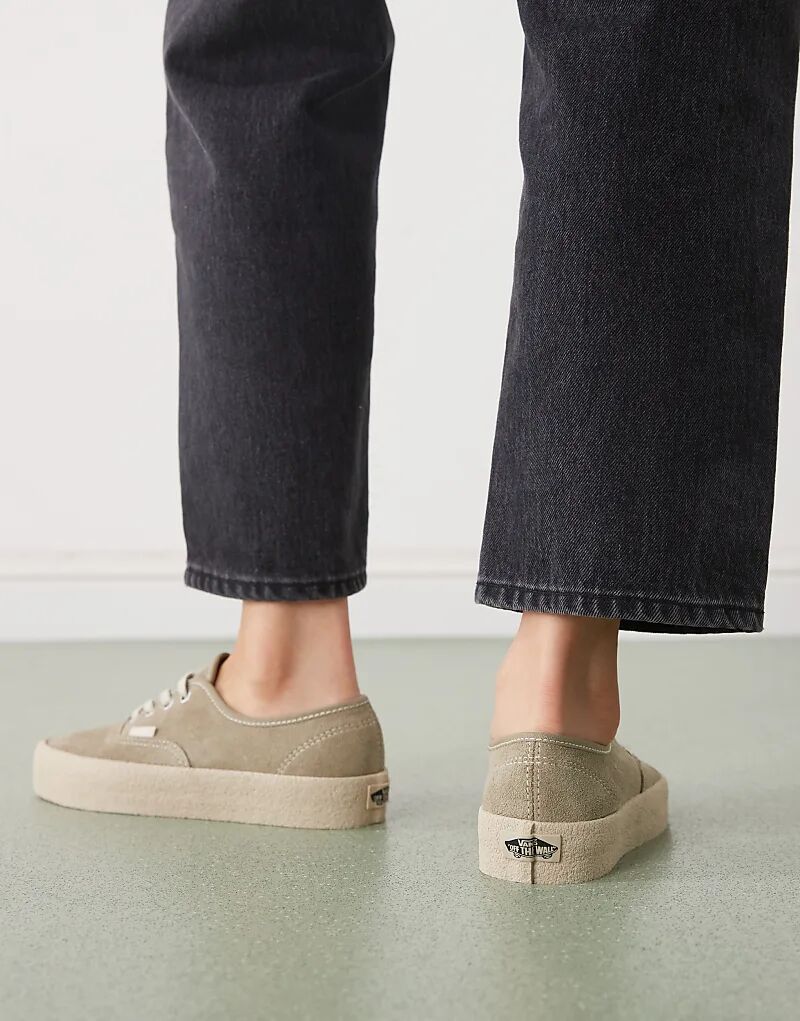 Кроссовки Vans Authentic из замши светло-зеленого цвета с креповой подошвой — фото 3