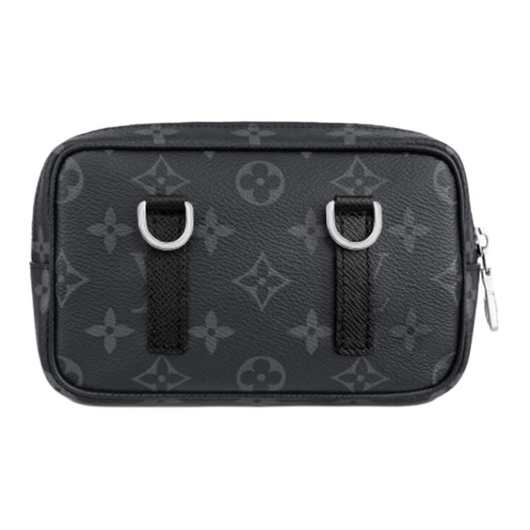 LOUIS VUITTON Кожаная холщовая сумка через плечо малая мужская черная — фото 4