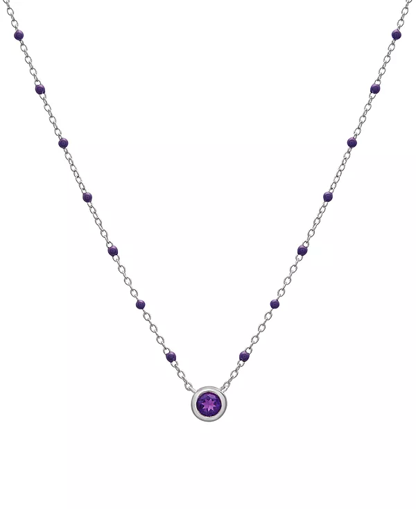 

Ожерелье с драгоценными камнями, соответствующими знаку зодиака, из стерлингового серебра, 16 дюймов + удлинитель 2 дюйма Macy'S, amethyst