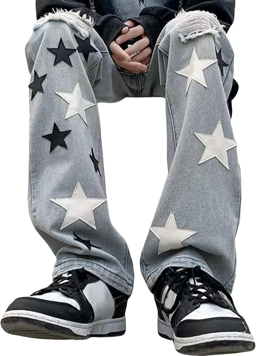 Джинсы свободные Men's Y2k Star Pants Jeans, light blue — фото 4