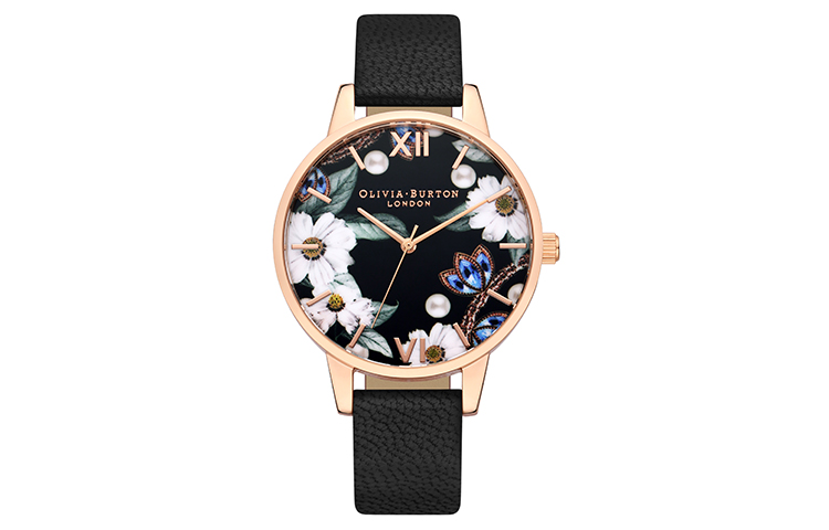 

OLIVIA·BURTON Часы Flower Series Wrist Watch Quartz Movement Genuine Leather Strap 34mm Multicolor Watch Dial Women's Watch