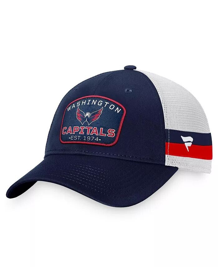 

Мужская темно-синяя, белая регулируемая кепка в полоску Washington Capitals Fundamental Trucker Fanatics, синий