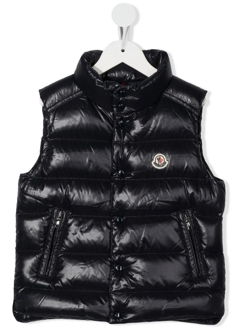 

Дутый жилет с нашивкой-логотипом Moncler Enfant, синий