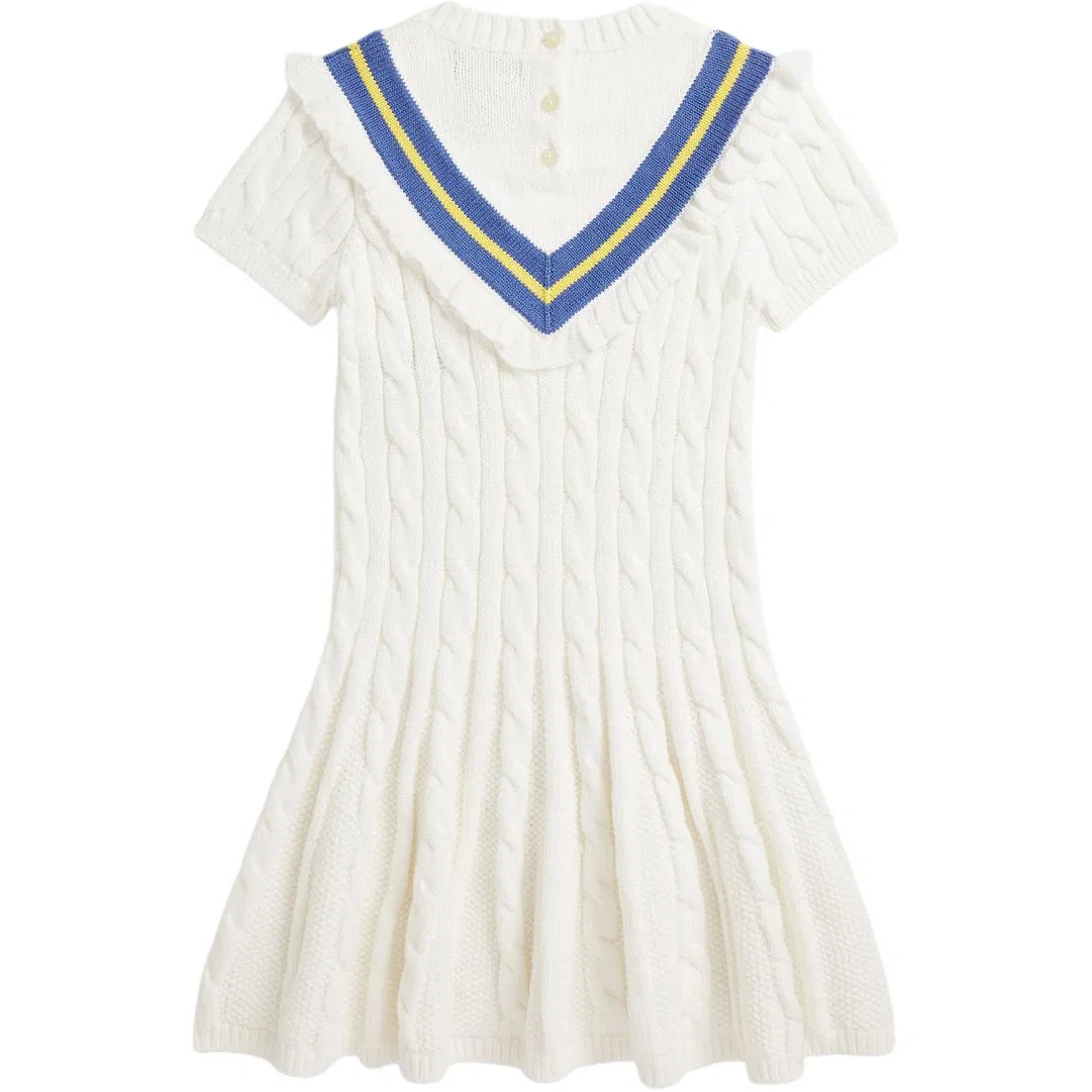Платье детское Crew Neck Moderate Short Polo Ralph Lauren, White — фото 3