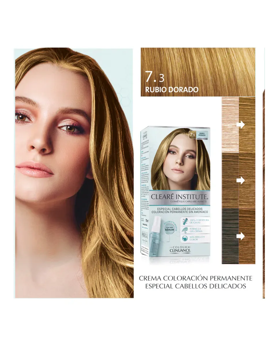 Постоянное окрашивание Colour Clinuance для нежных волос Clearé Institute, 7.3 Rubio Dorado — фото 4