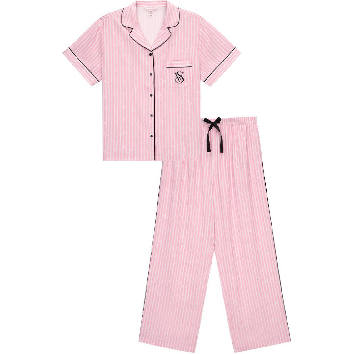 

Victoria's Secret Женский комплект пижамы Pink And White Vertical Stripes