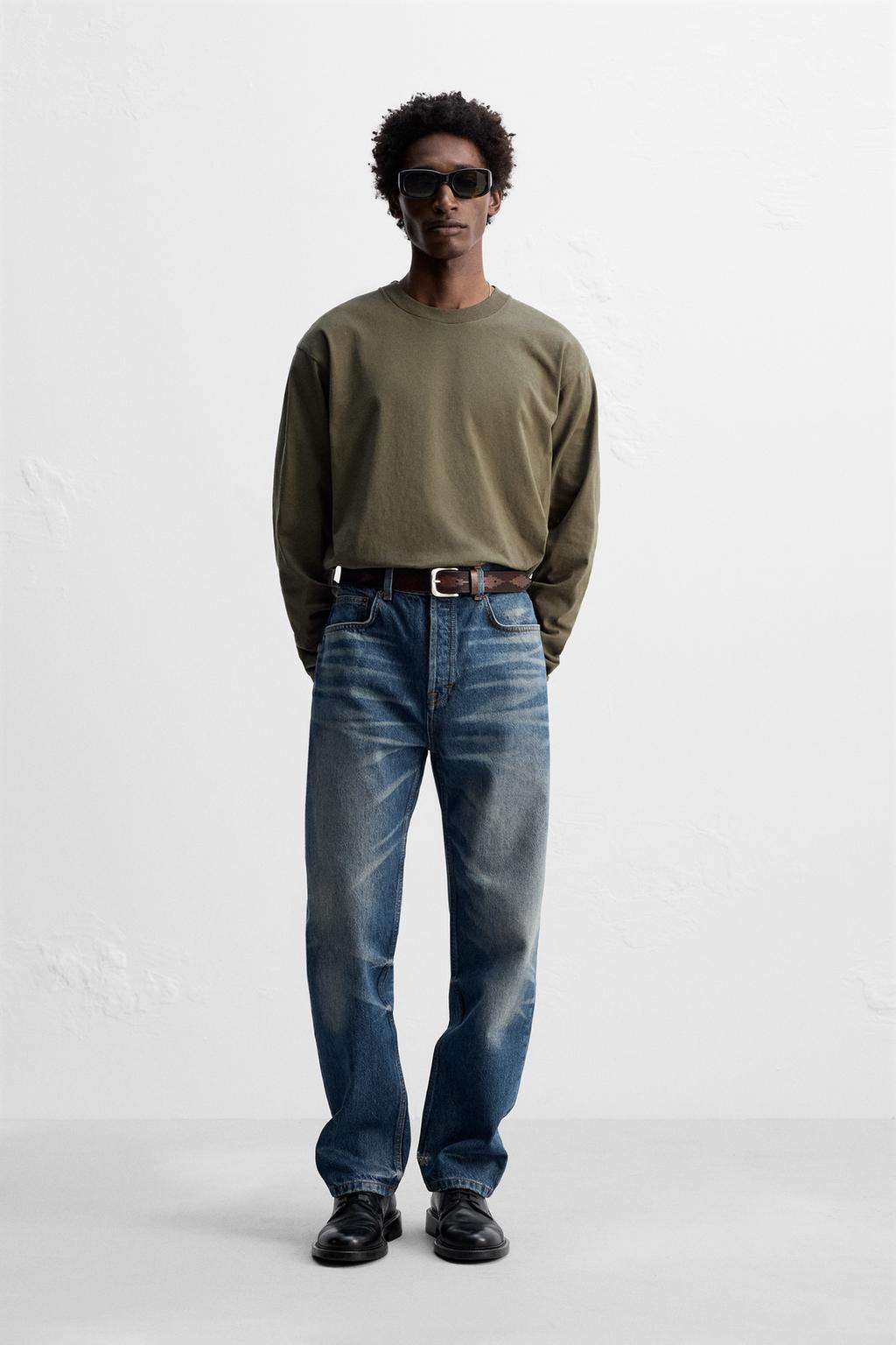 

Футболка с длинным рукавом средней плотности ZARA, цвет Brown/Green