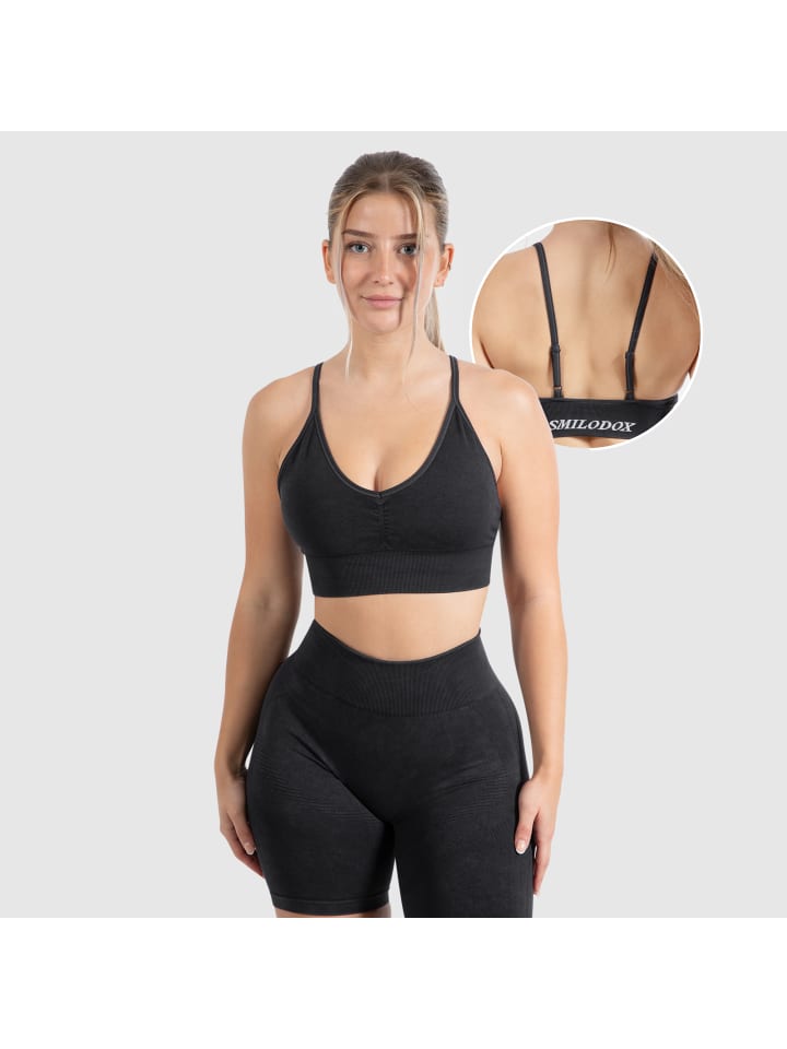 

SMILODOX Спортивный бюстгальтер Batik Acid Vera Scrunch, черный