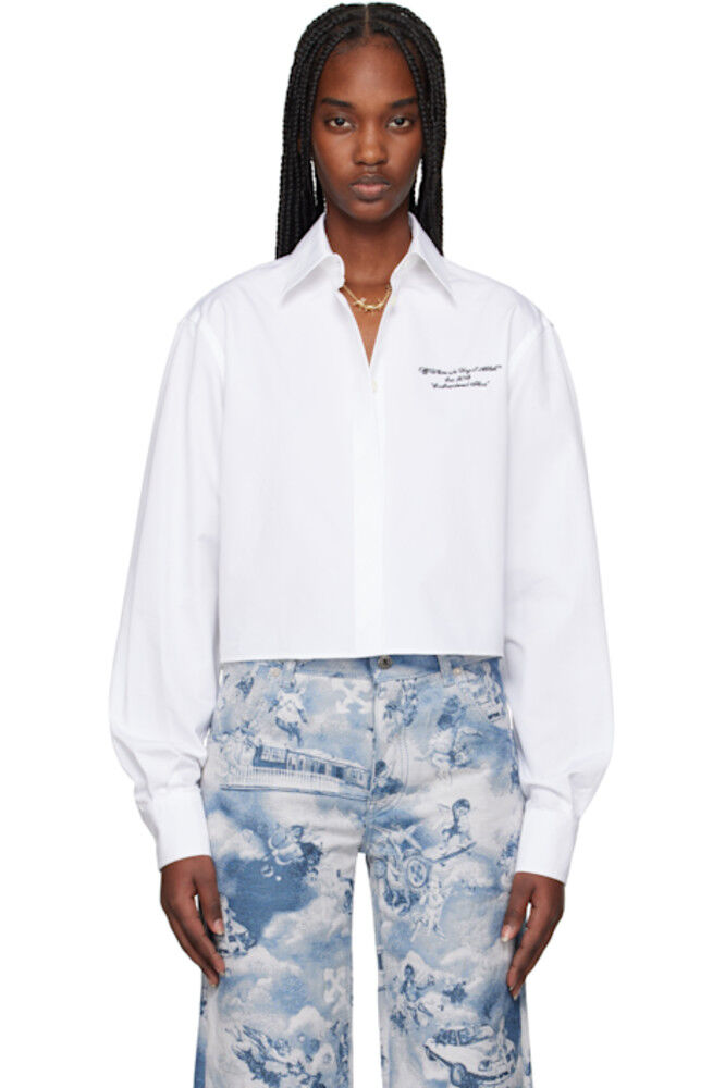 

Белая поплиновая свободная рубашка с длинными рукавами Off-White