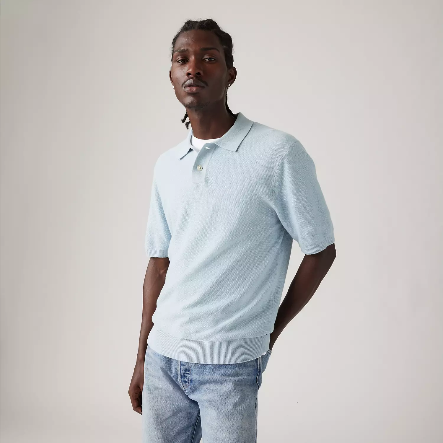 

Хлопок льняной свитер трикотажная рубашка поло Levi's, цвет Niagara Mist - Multi-Color