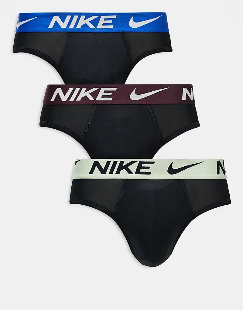 

Комплект из 3 трусов-брифов Nike Dri-Fit Essential Microfibre черного цвета с контрастными поясами