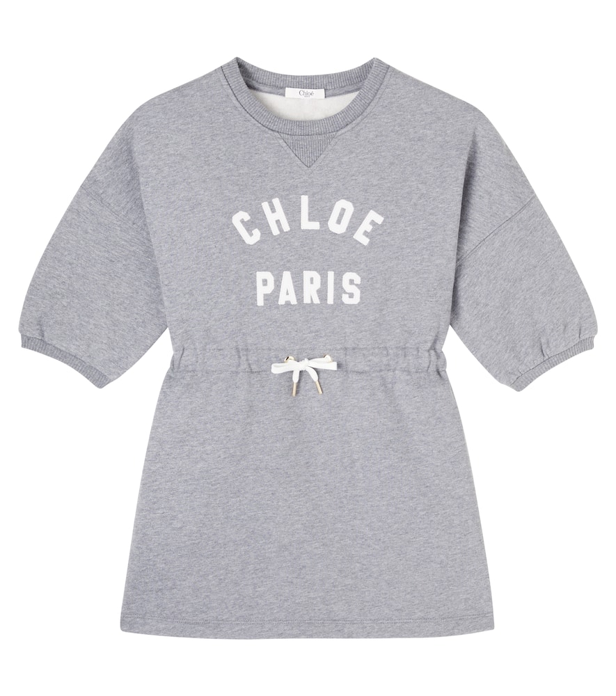

Хлопковое платье из флиса Logo Chloé Kids, Gris Chine