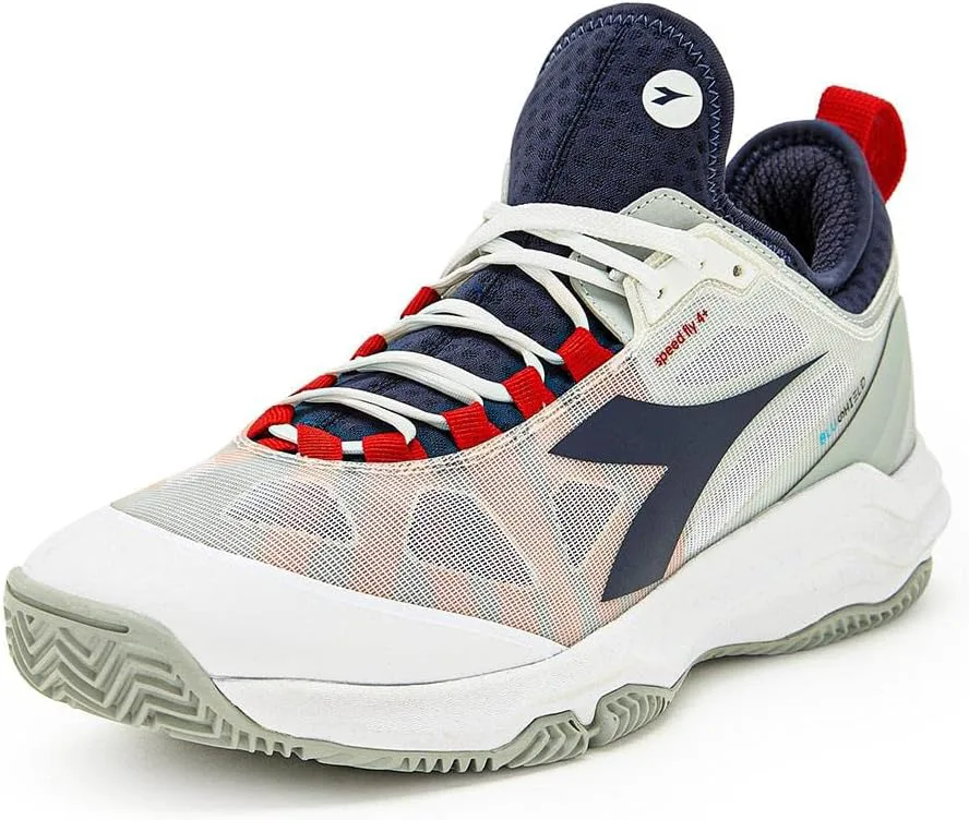 Мужские теннисные кроссовки Diadora Speed Blushield Fly 4+ для любых покрытий, белый/синий — фото 3