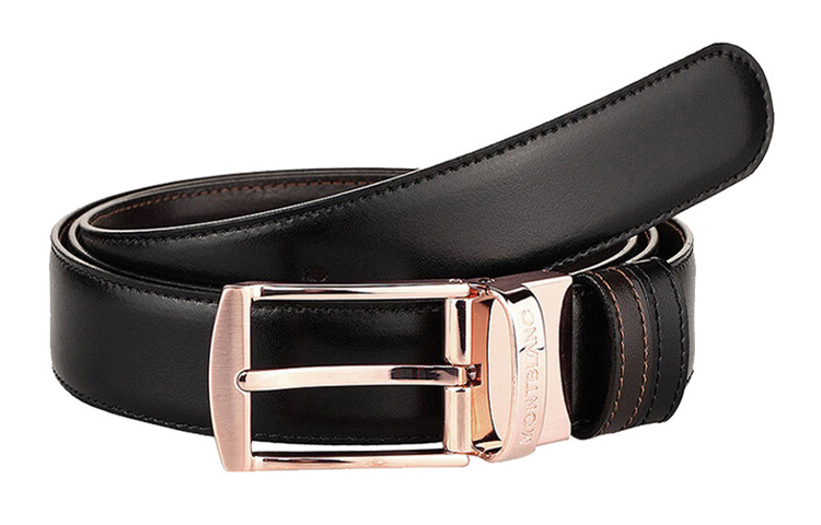 

MONTBLANC Мужской кожаный ремень из коровьей кожи черный шириной 3 см, Black