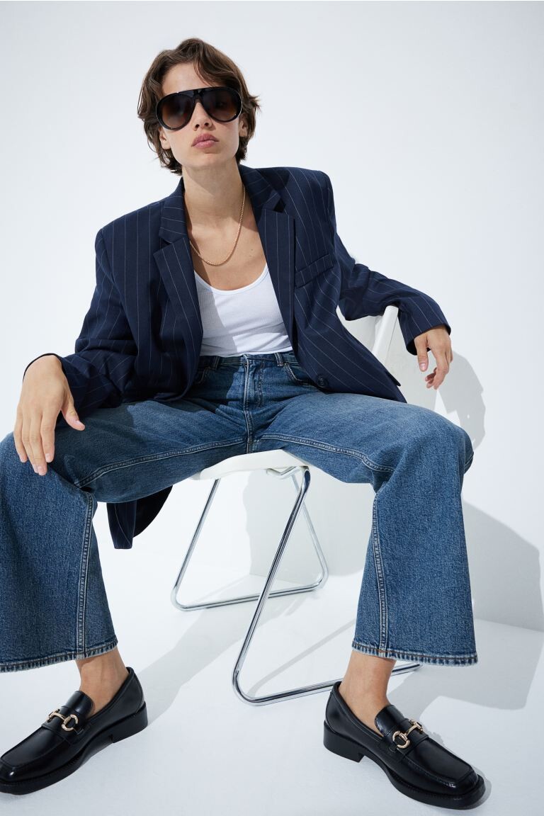 

Широкие высокие джинсы H&M, синий