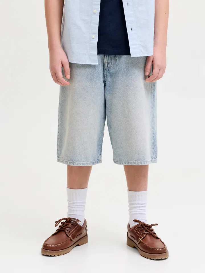 Шорты джинсовые, завышенная талия, JACK & JONES Junior, голубой